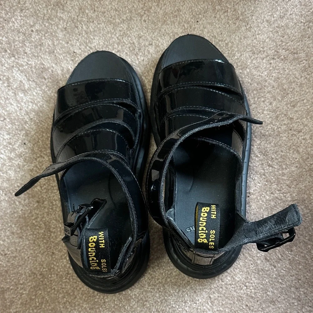 Dr. Martens Clarissa II Black Patent Leather Sandals - Picture 2 of 9